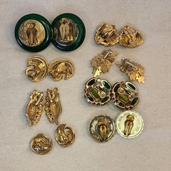 Lot 8 Pair Vintage Clip Earrings All Signed / Marked