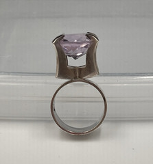 Vtg Svedboms Swedish Sterling Amethyst Ring, Modernist Sculptural, 8g, Sz 5.5