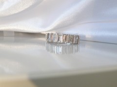 Sterling Silver 925 1.5ct Baguette CZ DQ Pinky Band Ring Size 6