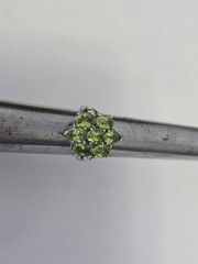 Sterling Silver .925 Manchurian PERIDOT pear Oval Stones Rhodium Coated Sz.5.75