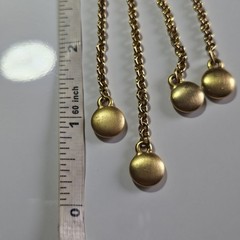 Tona Jewelry Signed Gold Design Swirl Brooch 4 Charms Dangling from 4 Chains