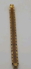 Vintage Gold Tone Filagree Link Open Work Slide Over Woven 7″ Mesh Bracelet Gift