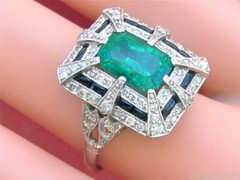 1Ct Green Emerald Cut Engagement Wedding Ring In Solid 925 Sterling Silver
