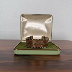 Vintage Multi Strand Brass and Copper Metal Twisted Detail Cuff Bracelet