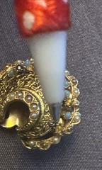 Costume Jewelry Crescent Moon Clip Earrings Faux Jewels Signed ART AS IS READ
