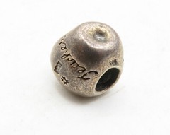 925 Sterling Silver Vintage Petite Etched Number 1 Teacher Apple Bead TR1862
