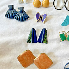 Vintage Colorful Pierced Earrings Lot Of Over 30 Pairs! Retro 70s & 80s Unique!