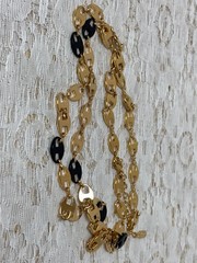 Camrose & Kross Black & Gold Tone Necklace & Bracelet Jackie Kennedy COA