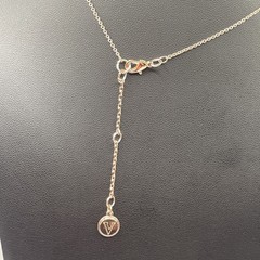 Necklace Vintage SIGNED V Heart Pave Rhinestones Rose Gold Tone Jewelry