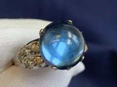 Vtg Sterling Silver Ring 3.5g Fine Jewelry Size 4.5 Band Blue Stone *READ*
