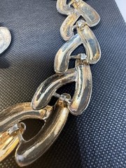 VTG Set Necklace/ earrings 1980s neck flush Large chain metal silver Tone