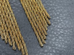 Vintage 80s Huge Multi Strand Woven Chain Tassel Gold Tone Brooch Runway READ