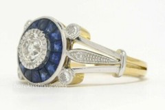 2CT Round Lab-Created Diamond Vintage Art Deco Wedding Ring 14K 2-Tone Gold Over
