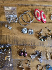 Vtg Retro Costume Lot Of 50 Earrings Clip On Earwire Push Backs