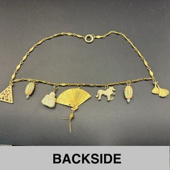 Custom Vintage Estate Assemblage Necklace & Charms: Buddha, Fan, in Mixed Metals