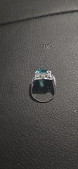 Antique NEMCO 1920s Art Deco Ring Filigree Silver Plate Glass-Topaz Emerald Cut