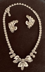 Weiss Necklace Earrings Brilliant Round Smoky Rhinestone Vintage Jewelry