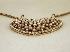 28″ Vintage Gold Tone Pearl Heart Pendant Necklace, Fashion Jewelry JWL-720