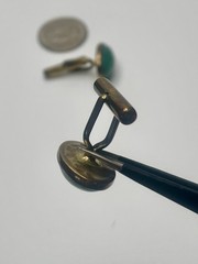 Vintage Mac Fin HK Sterling Silver Gold Wash Cabochon Cufflinks Hong Kong