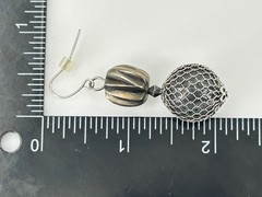 Vintage Silver Mesh Drop Earrings 2 Inch Dangle Unique Design
