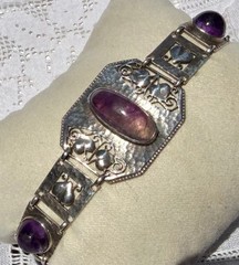 Antique Arts & Crafts 1908-1910 THEODOR FAHRNER Amethyst 935 Sterling Bracelet