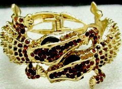 Kenneth J Lane TWO TWISTED TOPAZ crystal Alligator ALLIGATORS Bracelet NEW
