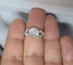 Vintage 14k White Gold Engagement Ring 2.82CT. Natural Round Diamond Circa 1950s