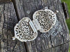 Vintage Arthur Pepper Purse Necklace Pendant Silver Tone Filigree Mini