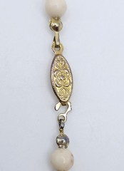Vintage Gold Tone Jasper Beaded Necklace Polished Cream Boho Natural Graduated