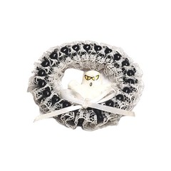 Vintage Handmade Amscan Ghost Round Wreath Pin Brooch Black & White Halloween