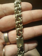 Vtg. Engravable ID Bracelet Brushed Gold Tone Link Bracelet Metal Unknown