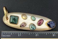 Ashley Pittman Pendant Signed AP Kenya Vintage Gemstones Horn? Bone? Vtg Jewelry
