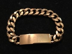 Vintage Speidel USA Mens ID Bracelet Gold Tone Curb Link Engraved -“FRED”- 8.5 “