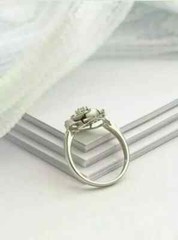 0.5Ct Art Deco Style Round Cut Lab-Created Diamond Sapphire Halo 925 Silver Ring