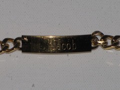 Vintage Speidel USA Personalized ID Bracelet Gold Tone Diamond Accent Mens