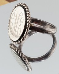 VTG 925 Monogram CME CEM Signet Ring Sz 4.75 Sterling Silver 5g Engraved Oval