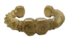 Heavy Vintage Manilla Fulani Currency Cuff Bracelet ~ Bronze Brass Copper Alloy