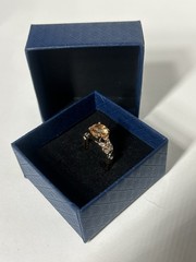 Vintage Orange Cubic Zirconia Ring Gold Plated Womens Size 5