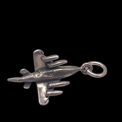Vintage Military Fighter Jet Plane Aviation 925 Sterling Silver Charm, 1″