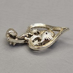 Vtg Heart Pendant Dangle AB Rhinestone Gold Tone 1 5/8″