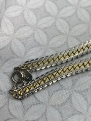Medici Gold Silver Tone Thick flat Snake Chain Necklace Vintage textured