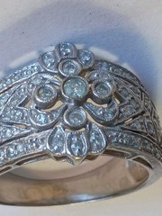 ANTIQUE WIDE FULL OF NATURAL DIAMONDS 14KT WHITE GOLD COCKTAIL RING