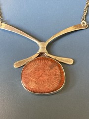 Vintage 1970’s Sterling Silver Coral Fossil Pendant