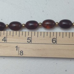Vintage Avon Cognac Faux Amber Lucite Beaded Necklace Gold Tone Accents