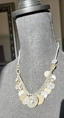 VTG Multi Disc Silver Gold Copper Tone Coin Shaped Charms Necklace 9”