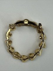 GERRY’S Signed Circle HEARTS Brooch in Gold Tone 1.25” Vintage