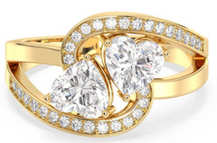 Heart & Round Cut 1.80TCW White Moissanite Wedding Ring Pure 10K Yellow Gold FN