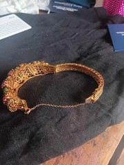 18k Sokid Yellow Gold Bangle Bracelet Diamonds Emeralds Sapphires Rubies