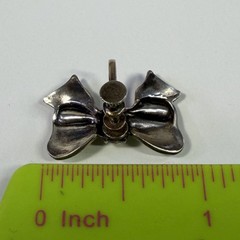 Vintage Sterling Silver Bow Ribbon Screw Back Earrings Rhinestone Accent 6.94g