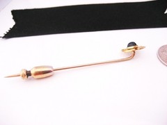 Antique Art Nouveau Deco Era 14K GF Sugarloaf Amethyst Tie Cravat Stick Pin